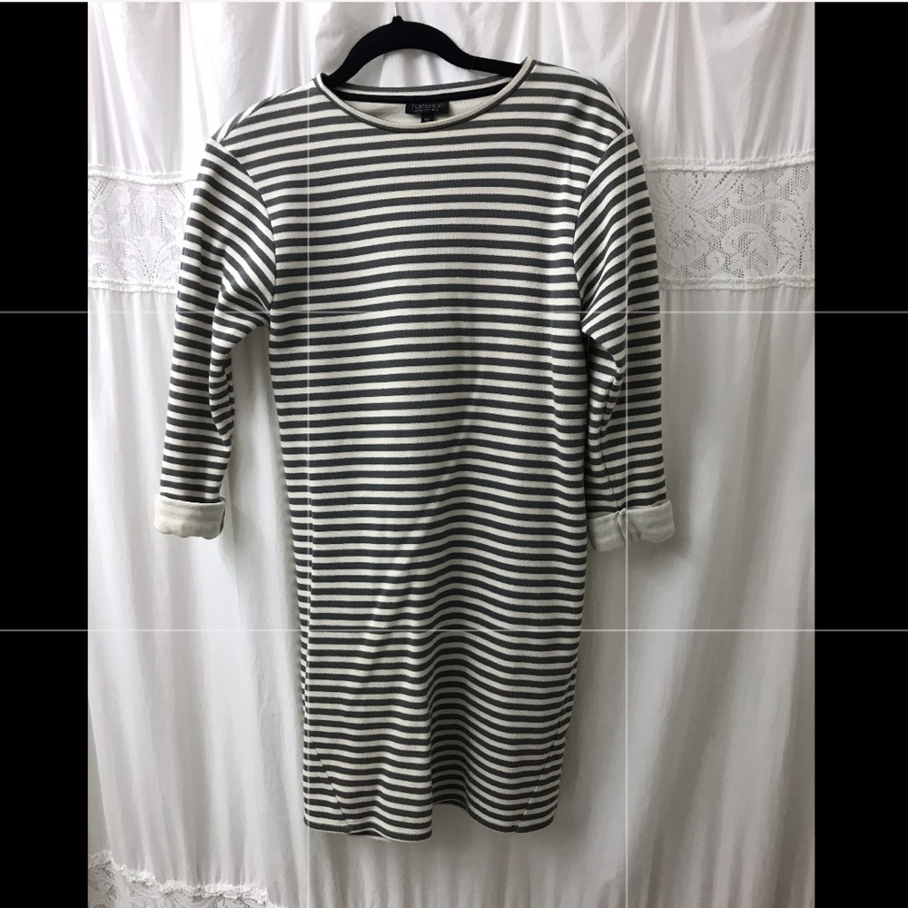 Striped long sleeve sweatshirt dress